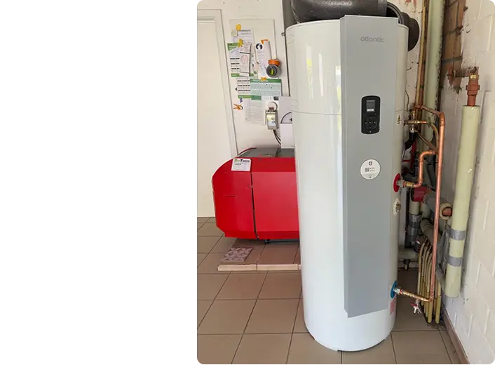 installatie van een warmtepompboiler in garage